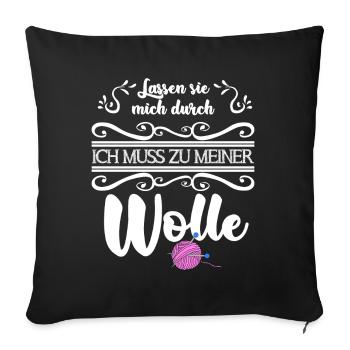 Stricken Wolle Strickerin Spruch lustig - Sofakissenbezug 45 x 45 cm - Schwarz - Vorne