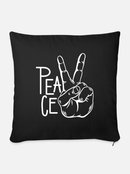 Peace Zeichen - Sofakissenbezug 45 x 45 cm - Schwarz