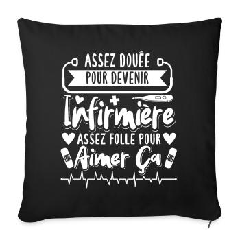 Infirmiere Humour Cadeau - Housse de coussin décorative 45 x 45 cm - noir - Devant
