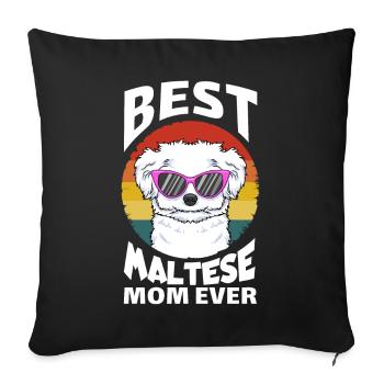 Meilleur Maltese Mom Ever Meilleur Malteser Mama chiens - Housse de coussin décorative 45 x 45 cm - noir - Devant