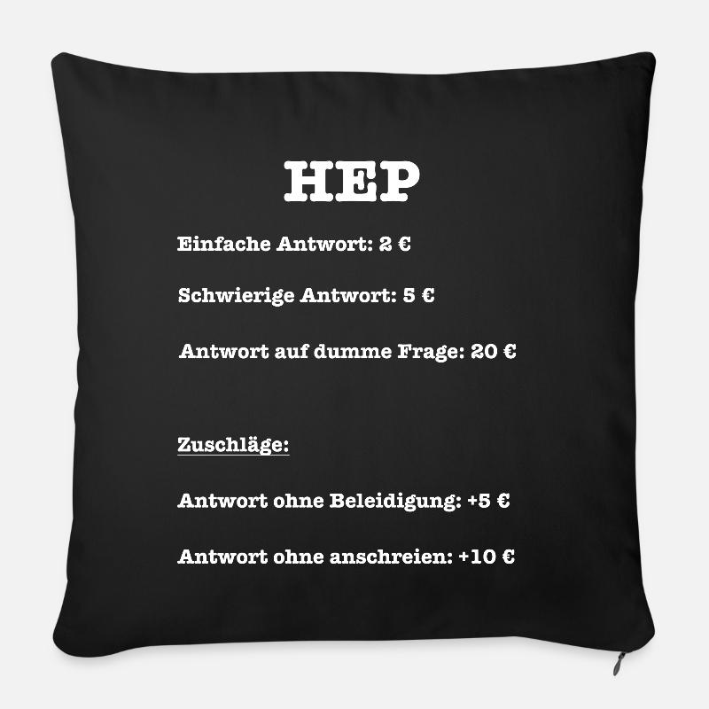 Heilerziehungspfleger HEP Antworten Preisliste - Sofakissenbezug 45 x 45 cm - Schwarz