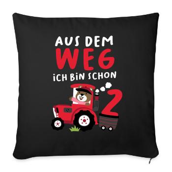 2. Geburtstag Junge Traktor Ich bin schon 2 Jahre - Sofakissenbezug 45 x 45 cm - Schwarz - Vorne
