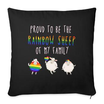 proud to be the rainbow sheep of my family - Housse de coussin décorative 45 x 45 cm - noir - Devant
