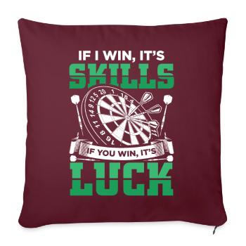 Fléchettes drôles proverbes | Cadeau de joueur de fléchettes - Housse de coussin décorative 45 x 45 cm - bordeaux - Devant