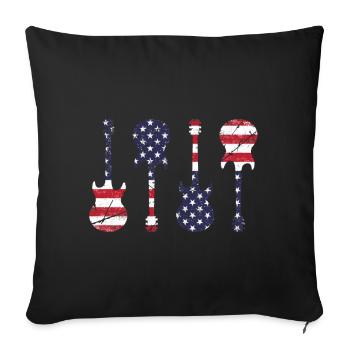 Country Music Retro Vintage Guitar - Sofa pillowcase 17,3'' x 17,3'' (45 x 45 cm) - black - Front