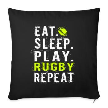 Eat sleep Rugby - Housse de coussin décorative 45 x 45 cm - noir - Devant
