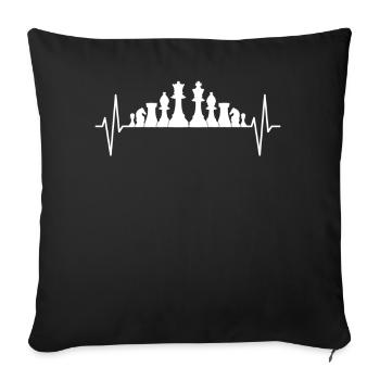 Jeu d’échecs joueurs de ligne de cœur cadeau - Housse de coussin décorative 45 x 45 cm - noir - Devant