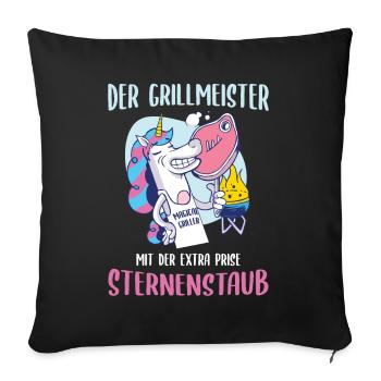 Grillmeister Einhorn Spruch Grillen Geschenkidee - Sofakissenbezug 45 x 45 cm - Schwarz - Vorne