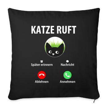 Katze ruft an Annehmen Ablehnen Smartphone Handy - Sofakissenbezug 45 x 45 cm - Schwarz - Vorne