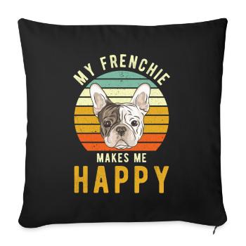 Frenchie Cadeau de bouledogue française - Housse de coussin décorative 45 x 45 cm - noir - Devant