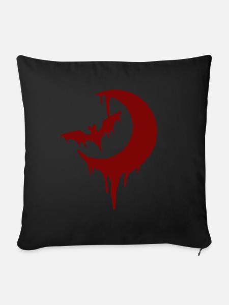 fliegende Fledermaus und Mond - Sofakissenbezug 45 x 45 cm - Schwarz
