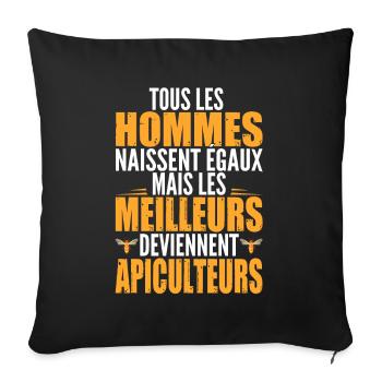 apiculteur, cadeau apiculteur, apiculteurs - Housse de coussin décorative 45 x 45 cm - noir - Devant