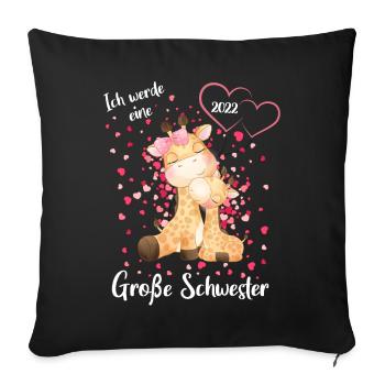 Annoncer la progéniture Je serai une grande sœur 2022 - Housse de coussin décorative 45 x 45 cm - noir - Devant