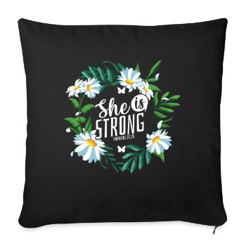 Christlicher Bibelvers Religion Blume - Sofakissenbezug 45 x 45 cm - Schwarz - Vorne
