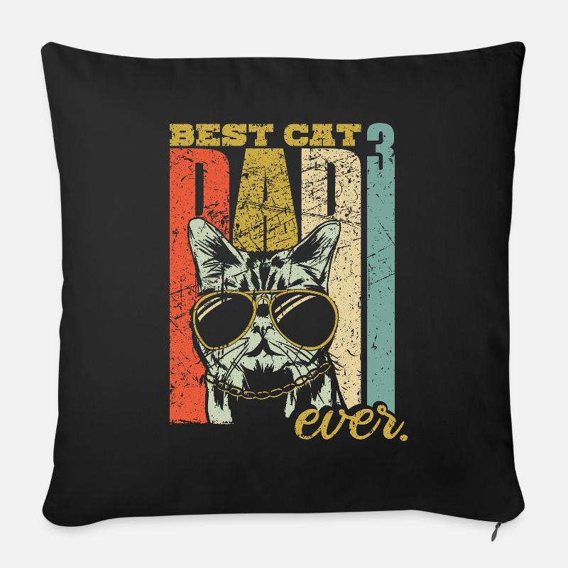 Meilleur papa chat jamais trois chats papa triple chat - Housse de coussin décorative 45 x 45 cm - noir