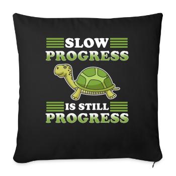 Tortue lentement, le sort amusant - Housse de coussin décorative 45 x 45 cm - noir - Devant