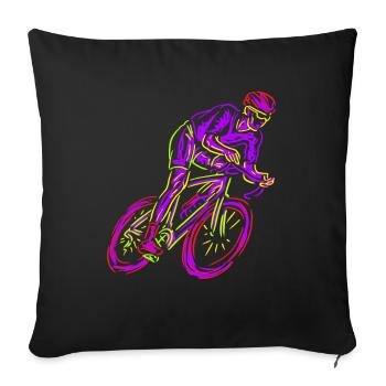 Neon Road Bike Rider Neon Art Bicycle Cycling - Sofa pillowcase 17,3'' x 17,3'' (45 x 45 cm) - black - Front