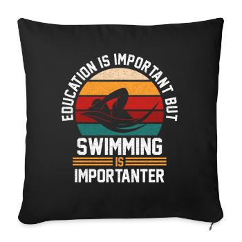 Schwimmteam Rettungsschwimmer Geschenk - Sofakissenbezug 45 x 45 cm - Schwarz - Vorne
