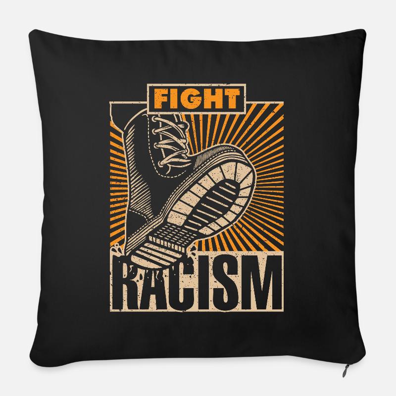 FIGHT RACISM - Gegen Nazis & Rassismus - Sofakissenbezug 45 x 45 cm - Schwarz