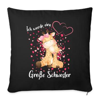 Nachwuchs verkünden Ich werde große Schwester 2022 - Sofakissenbezug 45 x 45 cm - Schwarz - Vorne