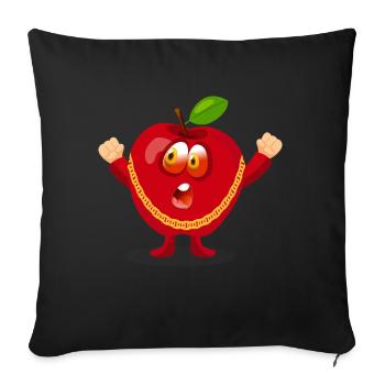 Funny Apple Character - Sofa pillowcase 17,3'' x 17,3'' (45 x 45 cm) - black - Front