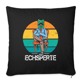 Echsperte Lustiges Grünes Chamäleon Reptilien - Sofakissenbezug 45 x 45 cm - Schwarz - Vorne