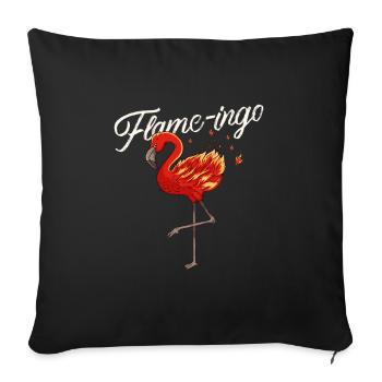 A Flamingo in Flames is a Flame-Ingo - Sofa pillowcase 17,3'' x 17,3'' (45 x 45 cm) - black - Front