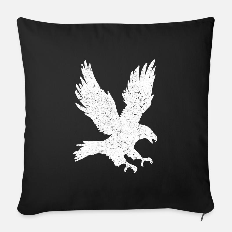 Oiseau d’aigle Faucon Rapace Rapace - Housse de coussin décorative 45 x 45 cm - noir