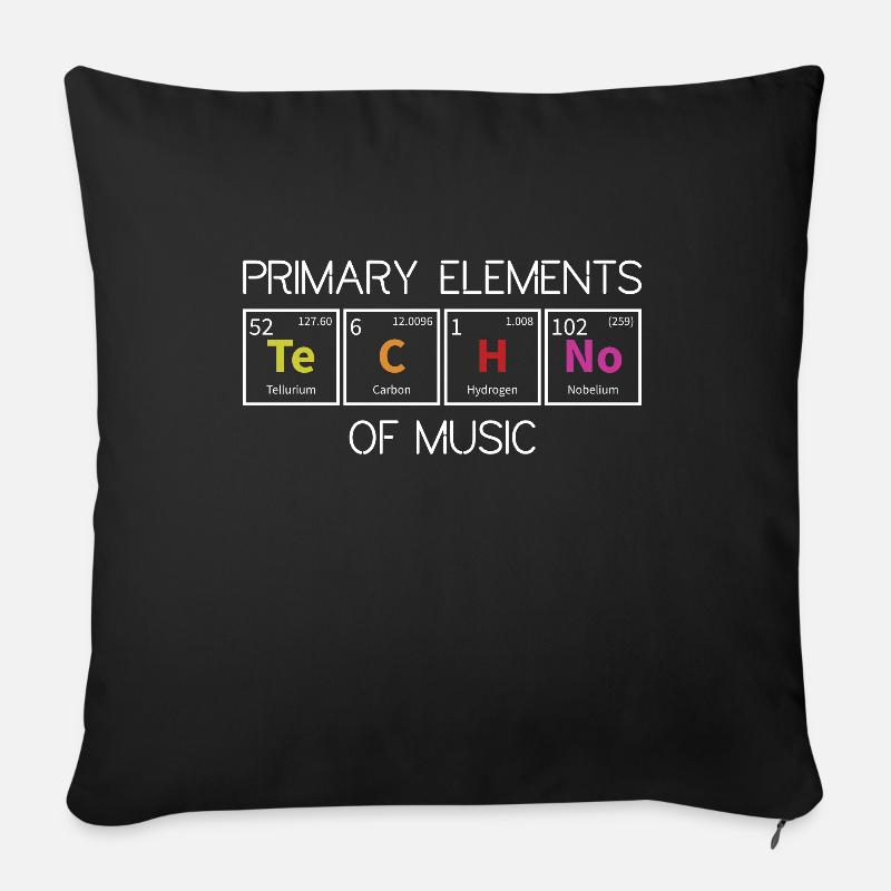 Techno Periodensystem Elemente Rave Techno Music - Sofakissenbezug 45 x 45 cm - Schwarz