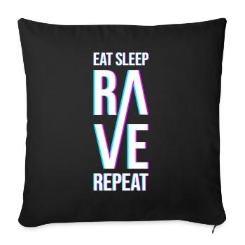 Eat Sleep Rave Repeat Cadeau - Housse de coussin décorative 45 x 45 cm - noir - Devant