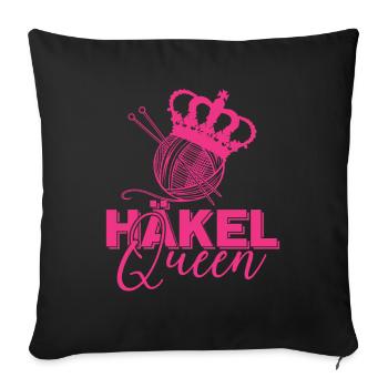 Häkel Queen Garn Stricknadel Handarbeit - Sofakissenbezug 45 x 45 cm - Schwarz - Vorne