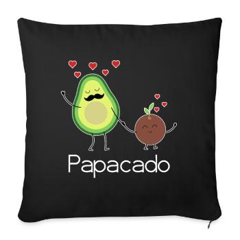 Papacado Vatertag Avocado Pärchen werdender Vater - Sofakissenbezug 45 x 45 cm - Schwarz - Vorne