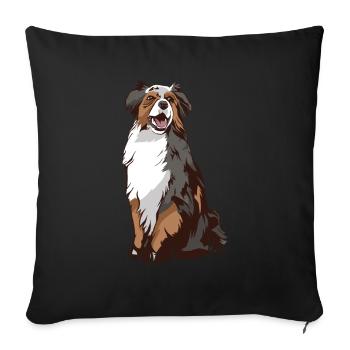 Amoureux des chiens de Bernhard Australian Shepherd - Housse de coussin décorative 45 x 45 cm - noir - Devant