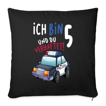 5th Birthday Police Gift 5 Years Police Officer - Sofa pillowcase 17,3'' x 17,3'' (45 x 45 cm) - black - Front