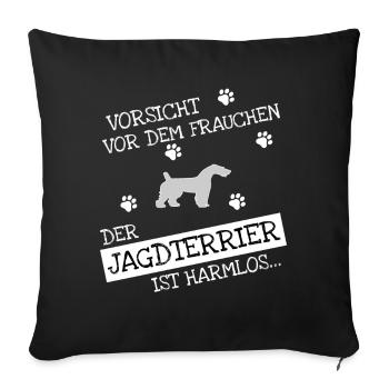 Jagdterrier Geschenkidee - Sofakissenbezug 45 x 45 cm - Schwarz - Vorne