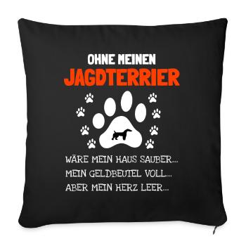 Jagdterrier Jagdhund - Sofakissenbezug 45 x 45 cm - Schwarz - Vorne