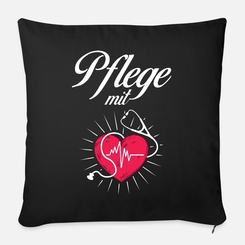 Pflege mit Herz Pflege mit Herz - Sofakissenbezug 45 x 45 cm - Schwarz