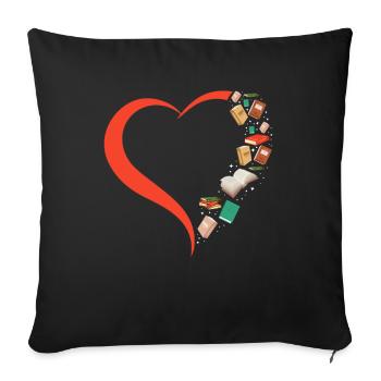 Lire le livre Littérature Books Heart - Housse de coussin décorative 45 x 45 cm - noir - Devant