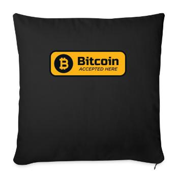 Bitcoin accepted here Bitcoin logo Crypto BTC - Housse de coussin décorative 45 x 45 cm - noir - Devant
