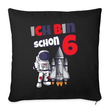 6. Geburtstag Astronaut 6 Jahre Weltraum - Sofakissenbezug 45 x 45 cm - Schwarz - Vorne
