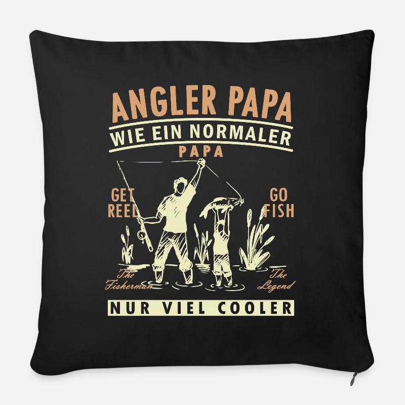 Geschenkidee Angler Papa - Sofakissenbezug 45 x 45 cm - Schwarz