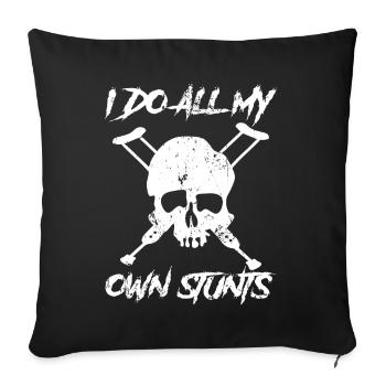 I Do All My Own Stunts Skull with Crutches - Sofa pillowcase 17,3'' x 17,3'' (45 x 45 cm) - black - Front