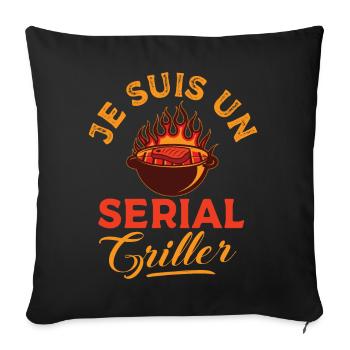 Serial Griller - Humour Barbecue - Housse de coussin décorative 45 x 45 cm - noir - Devant