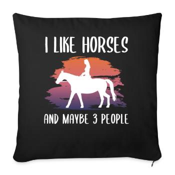 Équitation cheval cheval amoureux renard cadeau - Housse de coussin décorative 45 x 45 cm - noir - Devant