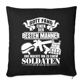 Soldat Soldaten - lustiger Spruch - Sofakissenbezug 45 x 45 cm - Schwarz - Vorne