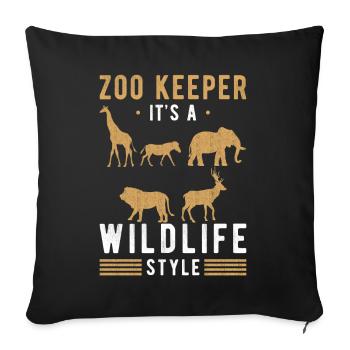Zoo Zoo Keeper Zookeeper Wild Animals - Sofa pillowcase 17,3'' x 17,3'' (45 x 45 cm) - black - Front
