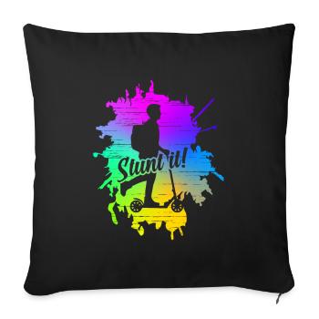 Stunt Scooter vintage retro Stunt It Gifts - Housse de coussin décorative 45 x 45 cm - noir - Devant