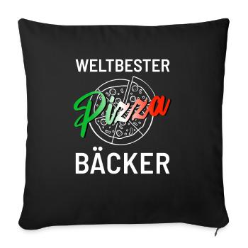 Pizzeria für den Weltbesten Pizzabäcker - Sofakissenbezug 45 x 45 cm - Schwarz - Vorne