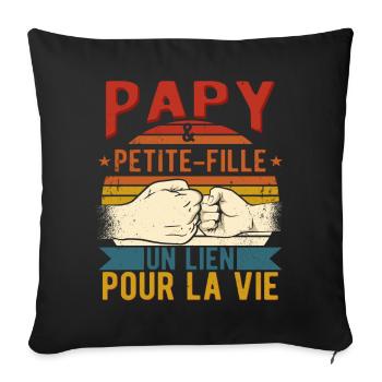 Papy et Petite-Fille Un Lien Pour La Vie - Housse de coussin décorative 45 x 45 cm - noir - Devant