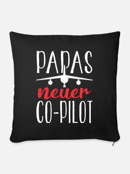 Papas neuer Co-Pilot Kinder Papa Baby Geschenk - Sofakissenbezug 45 x 45 cm - Schwarz